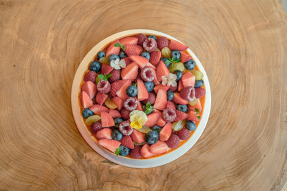 Mixed fruits tart with Mixed berries jam & Mascarpone Chantilly